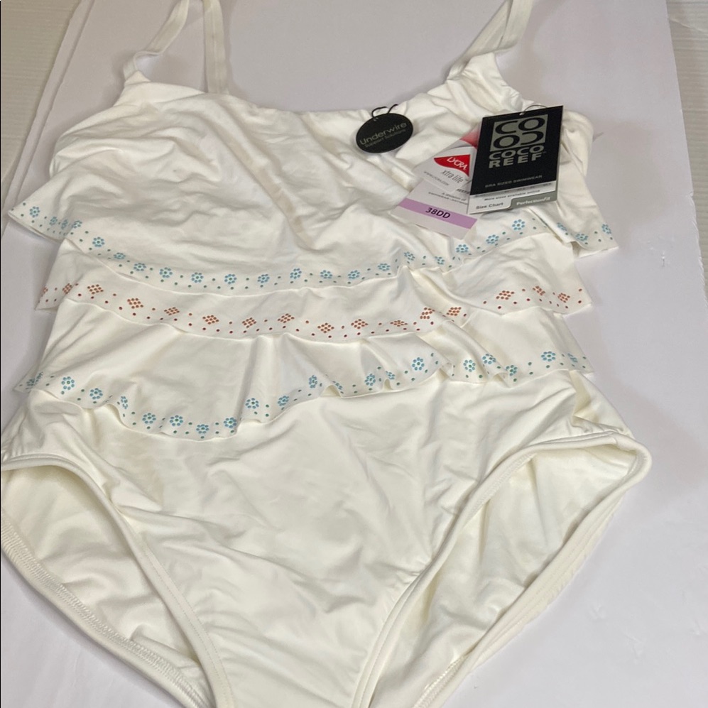 Coco Reef Cream Layered Multi Color Swimsuit